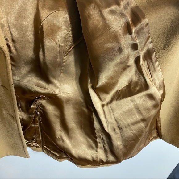 Moda International Wool Blend Pea Coat Large Camel Tan Brown Double Breasted - Picture 7 of 8